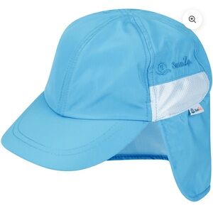 SwimZip Aqua blue UPF 50 kids sun protection adjustable flap hat size 6-24M